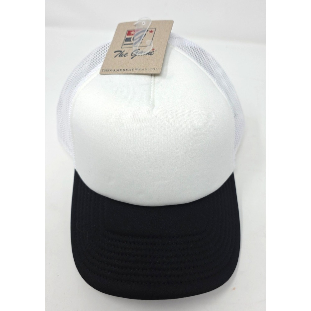 The Game Trucker Hat Mens OS White Black Foam Front Mesh Back Snapback Polyester